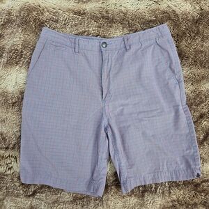 Men's Blue and Red Checkered Shorts